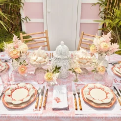 Pink Geometric Bamboo Dinner Plate (Set Of 4)