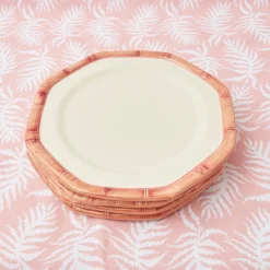 Pink Geometric Bamboo Dinner Plate (Set Of 4)