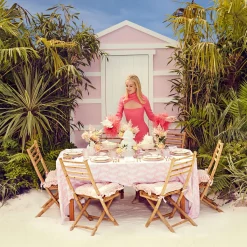 Pink Geometric Bamboo Dinner Plate (Set Of 4)