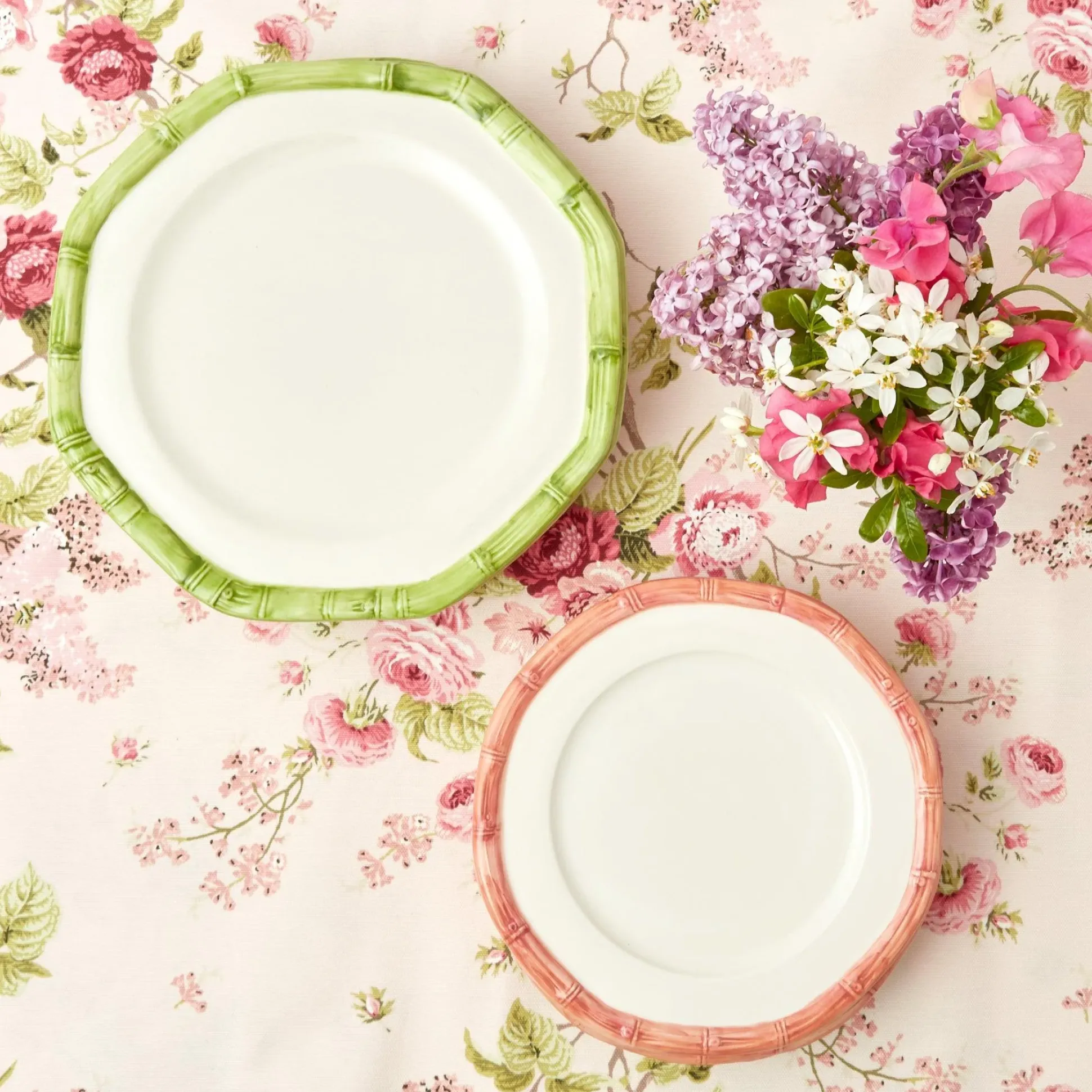 Pink Geometric Bamboo Starter Plate