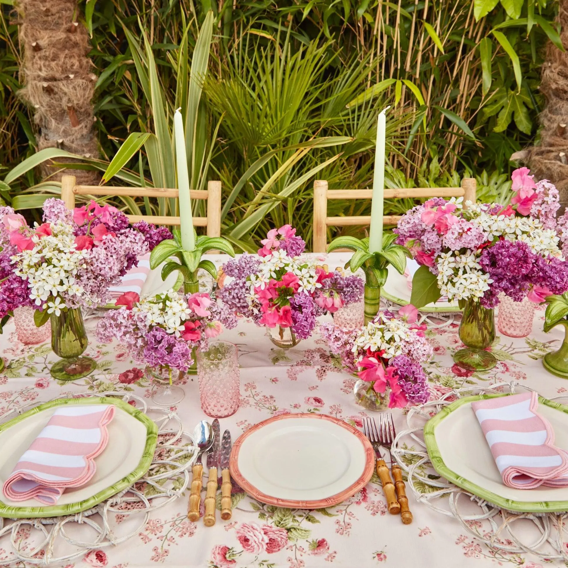 Pink Geometric Bamboo Starter Plate