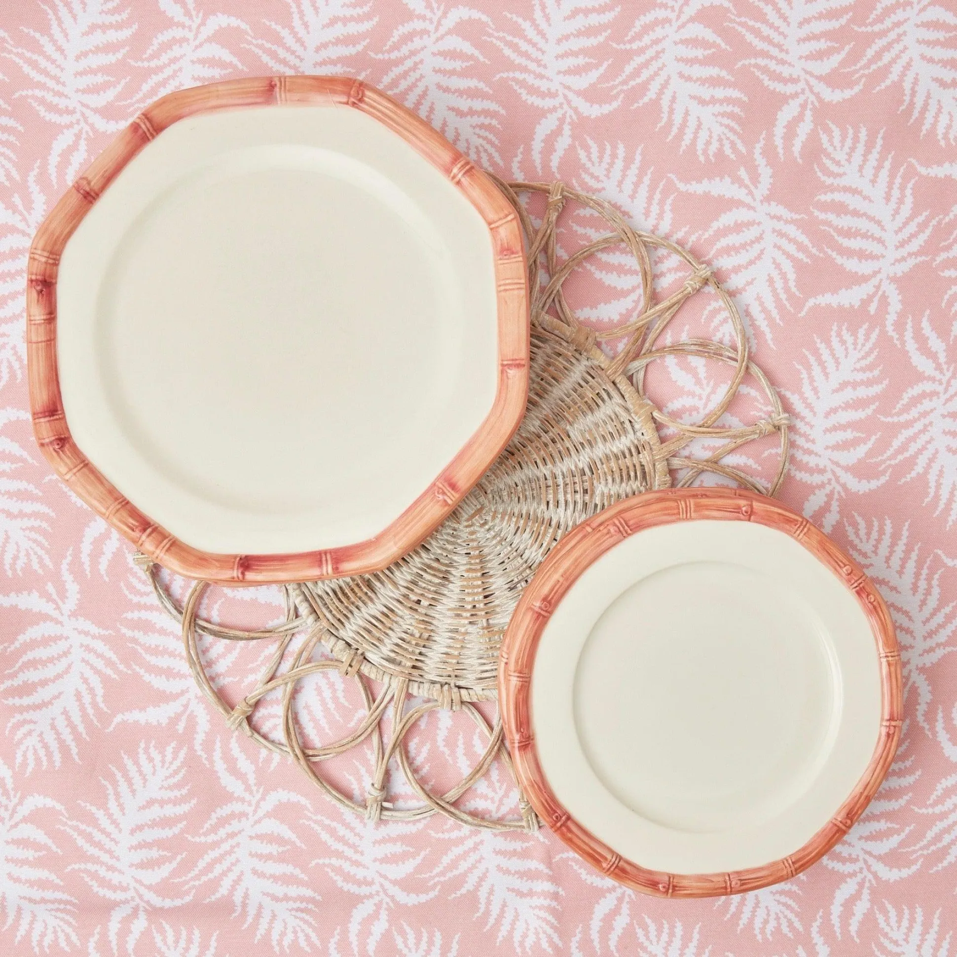 Pink Geometric Bamboo Starter Plate