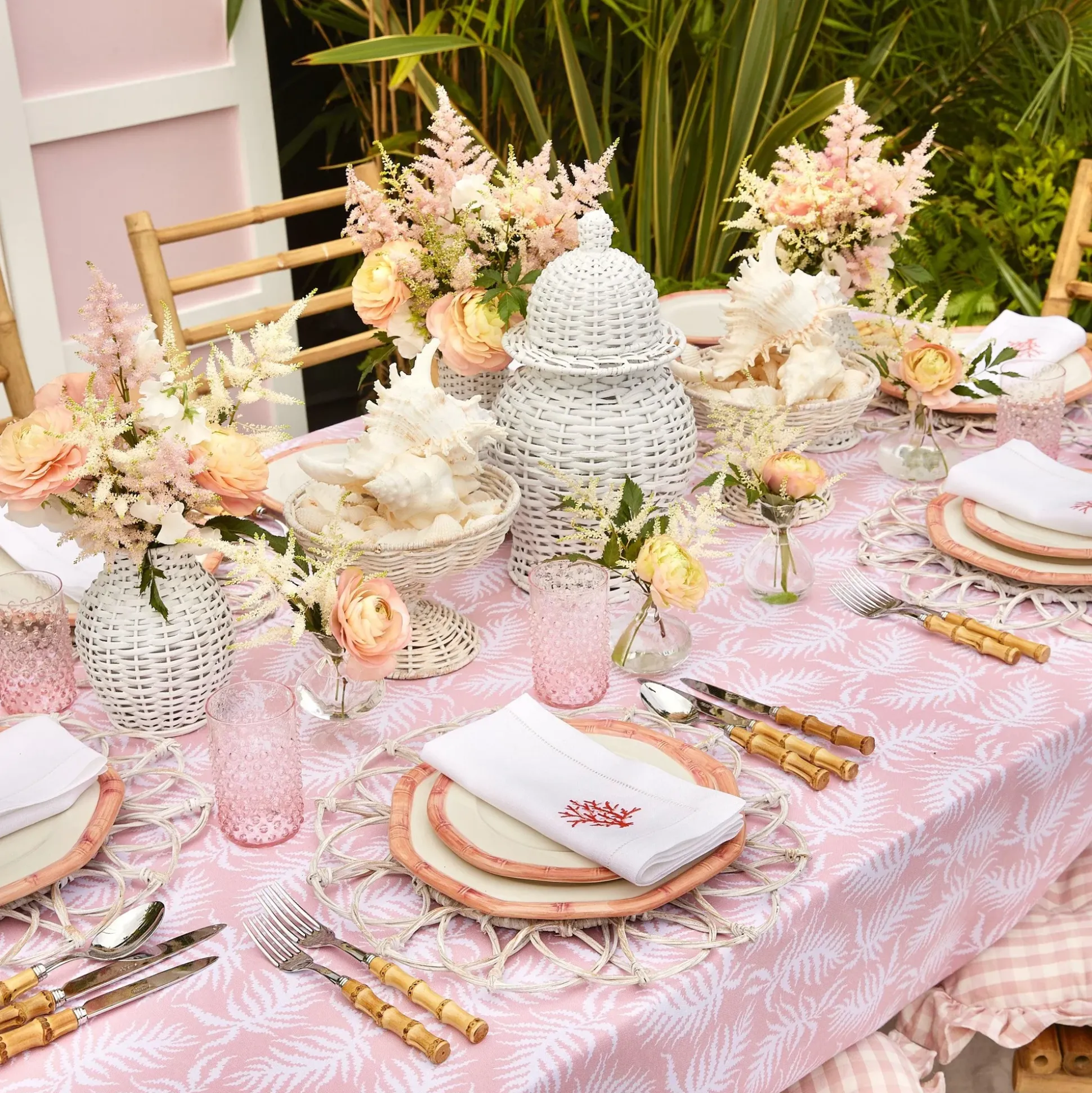 Pink Geometric Bamboo Starter Plate