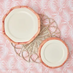 Pink Geometric Bamboo Starter Plate (Set Of 4)