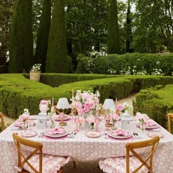 Pink Gingham Ruffle Seat Pad Cushion (Set Of 4)