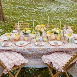 Pink Gingham Ruffle Seat Pad Cushion (Set Of 4)