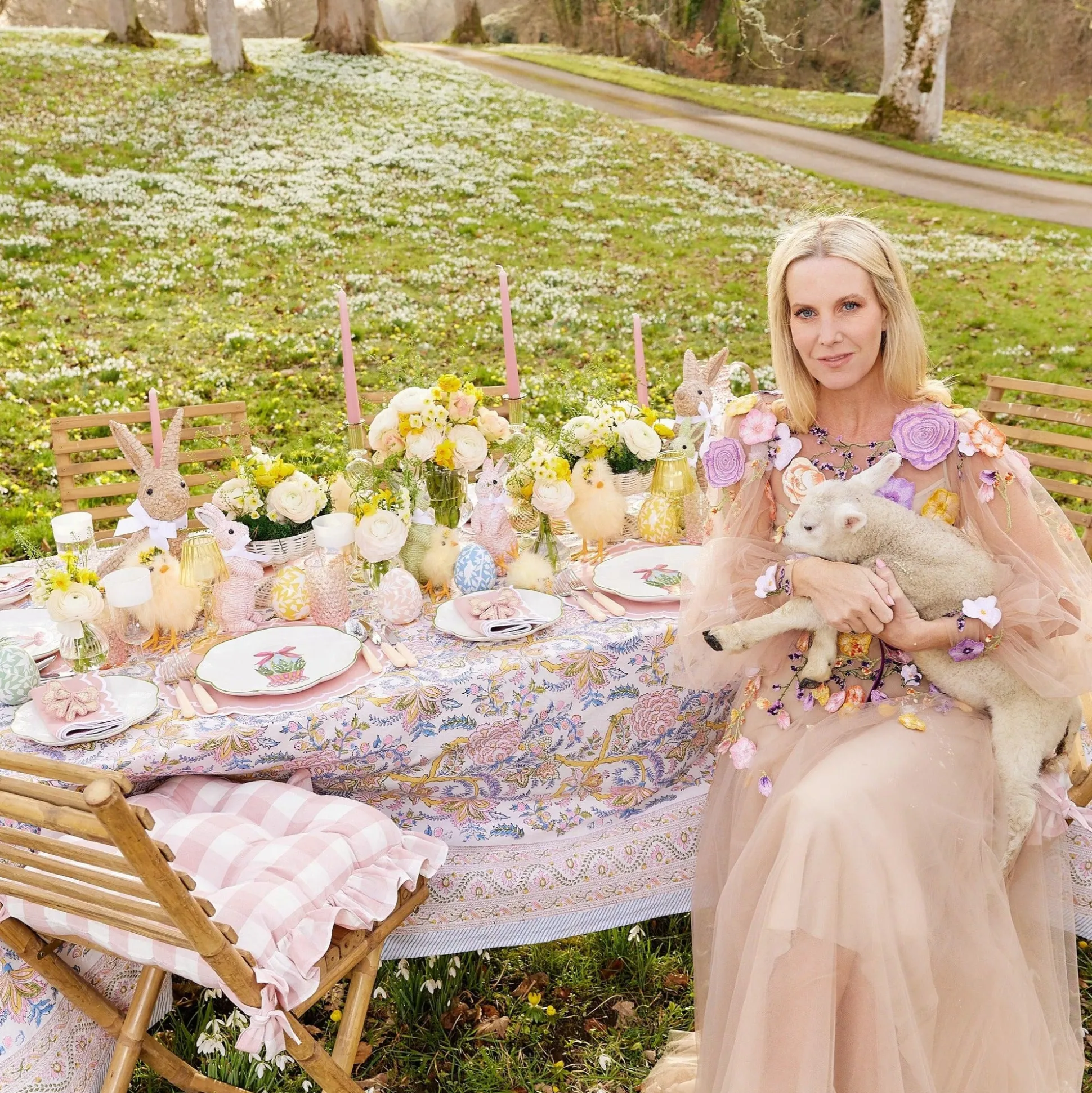 Pink Gingham Ruffle Seat Pad Cushion