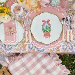 Pink Gingham Ruffle Seat Pad Cushion