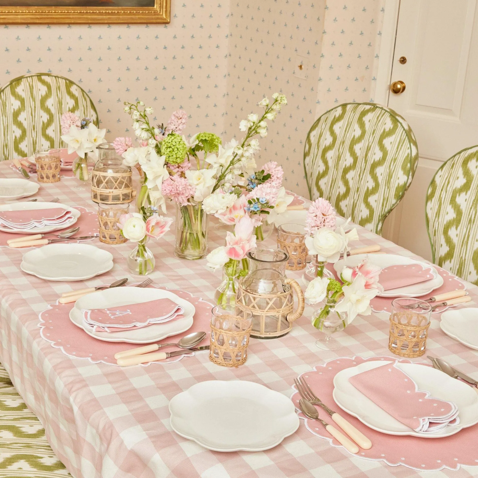 Pink Gingham Tablecloth