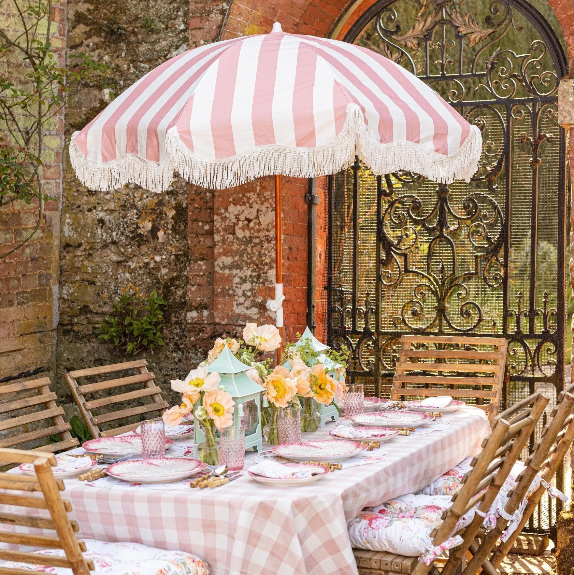 Pink Gingham Tablecloth