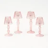Pink Glass Lantern Tea Light Holder Set