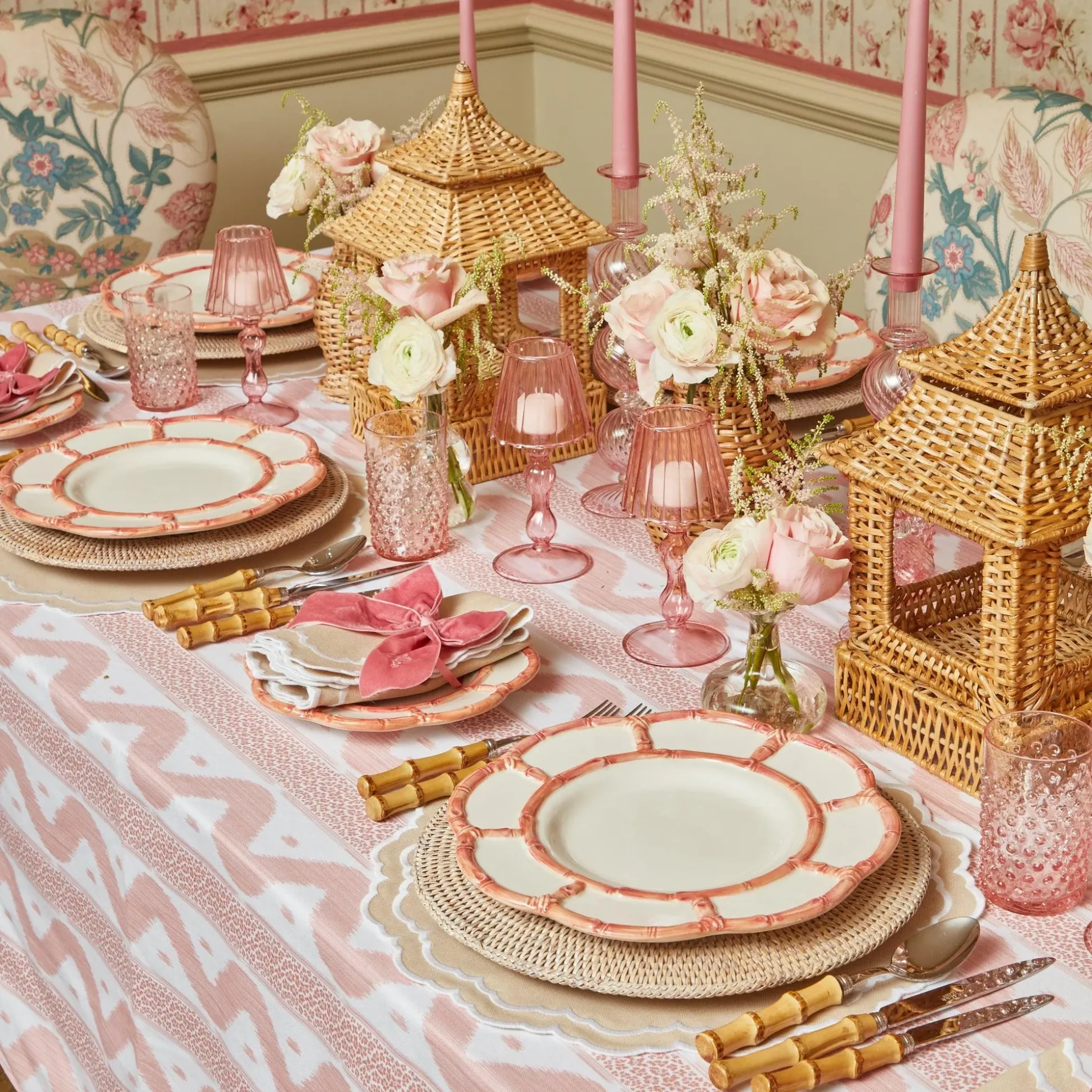 Pink Leopard Ikat Tablecloth