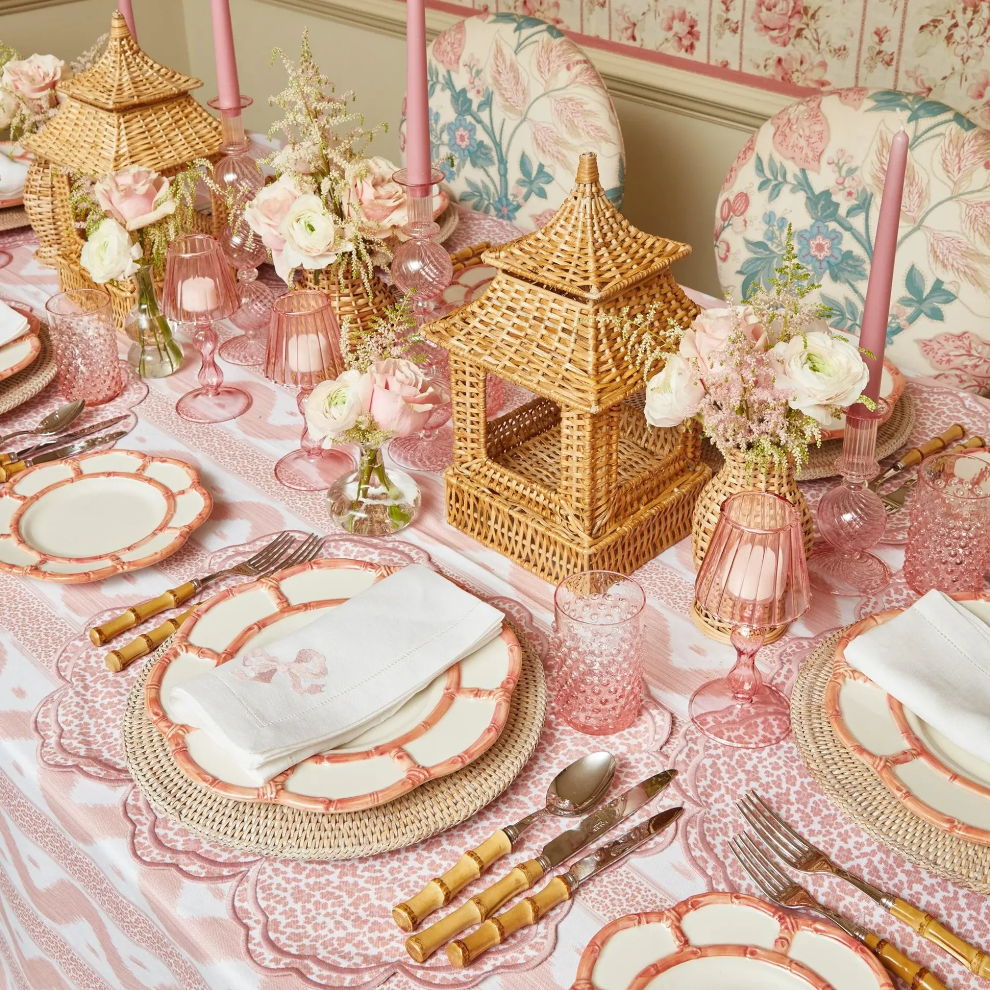 Pink Leopard Ikat Tablecloth
