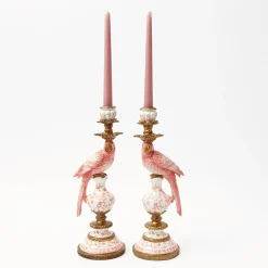 Pink Parrot Candle Holder (Pair)