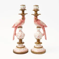 Pink Parrot Candle Holder (Pair)