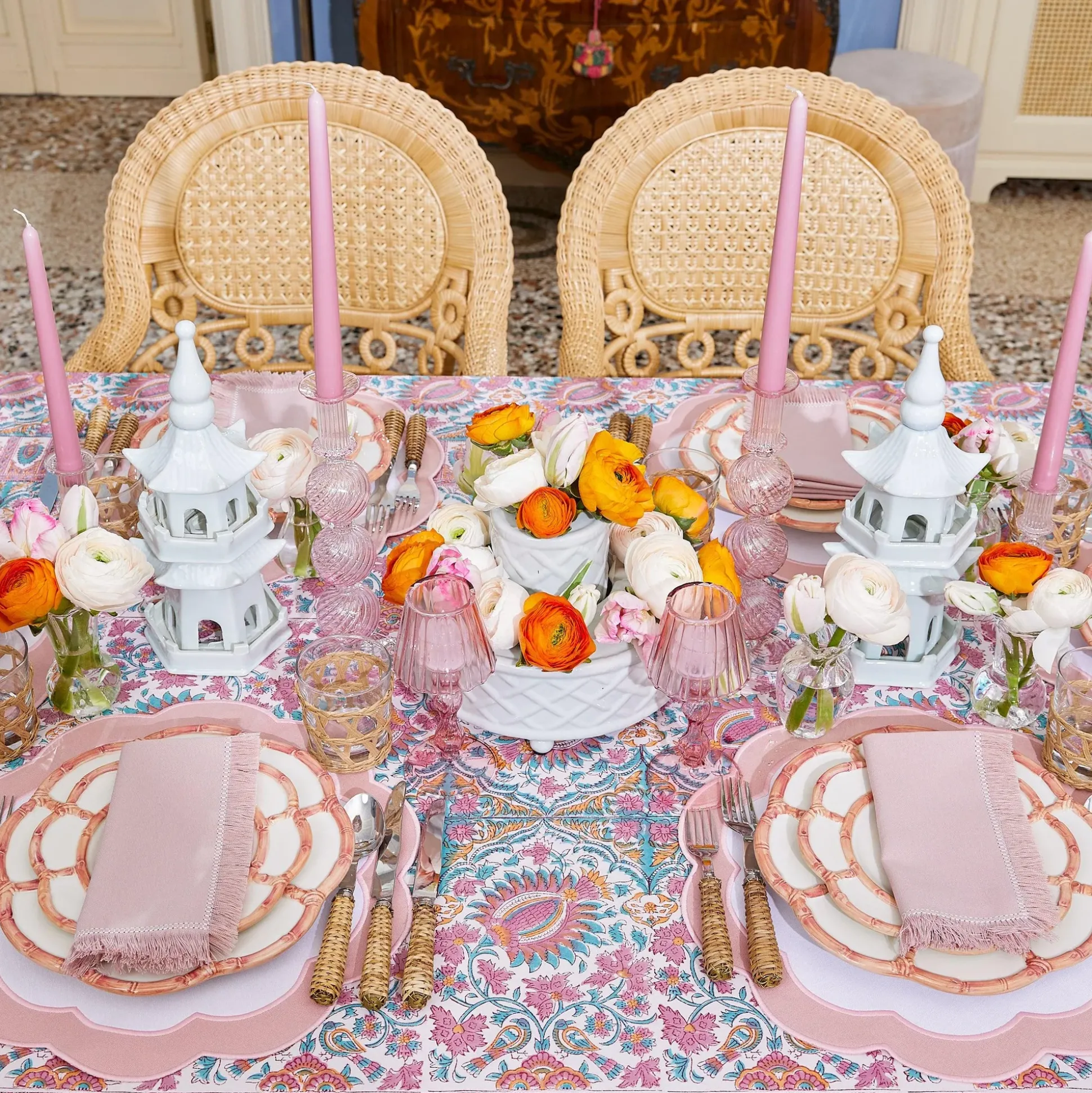 Pink Petal Bamboo Dinner Plates (Set Of 4)