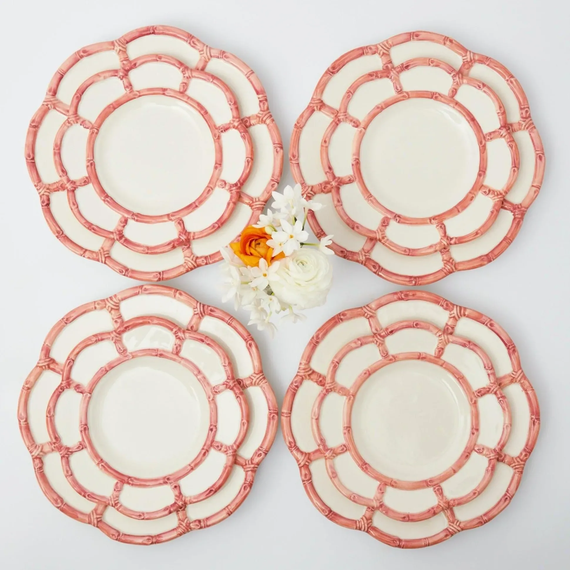 Pink Petal Bamboo Dinner & Starter Plates (Set Of 8)