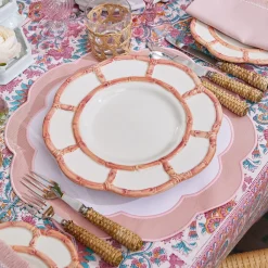 Pink Petal Bamboo Dinner & Starter Plates (Set Of 8)
