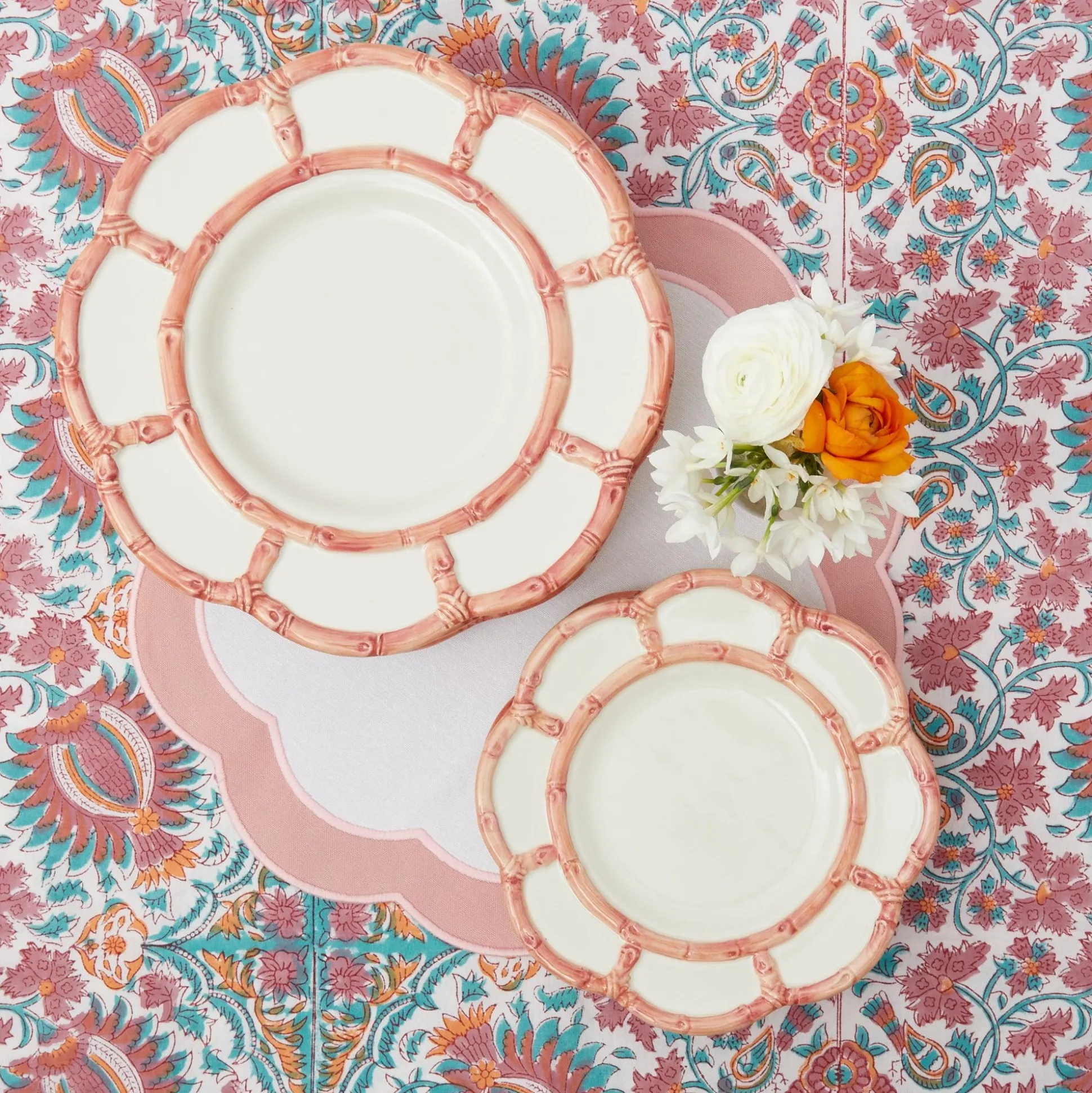 Pink Petal Bamboo Dinner & Starter Plates (Set Of 8)