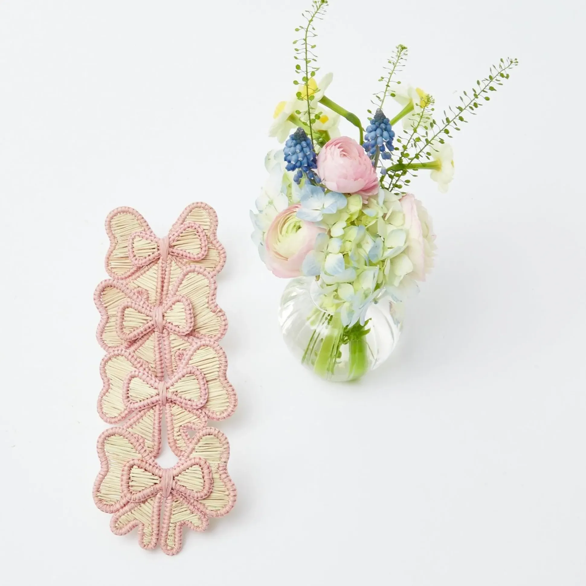 Pink Rattan Napkin Bow (Set Of 4)