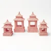 Pink Rattan Pagoda Lantern Set