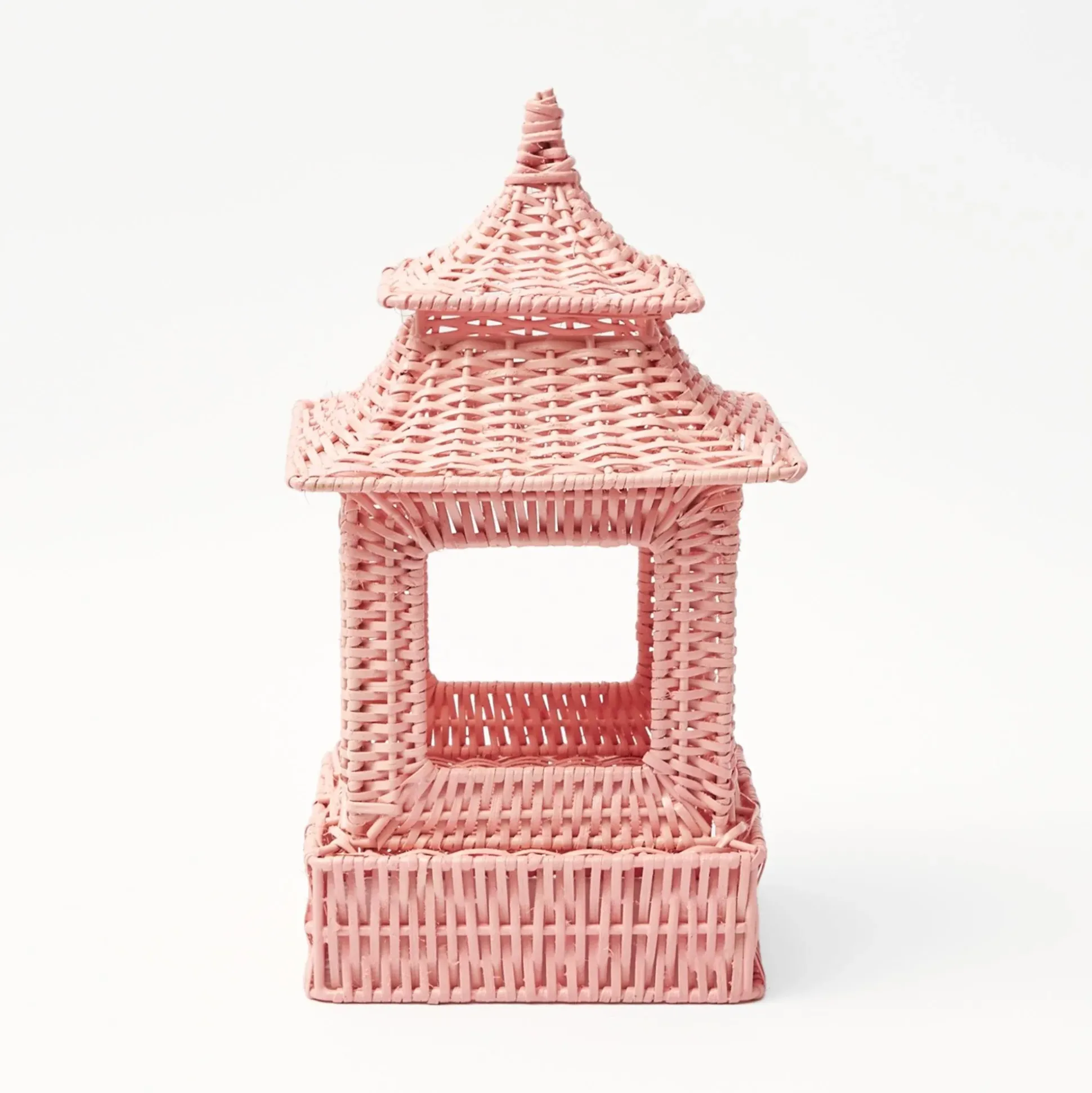 Pink Rattan Pagoda Lantern