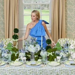 Potted Boxwood With Green Bow Decoration Set