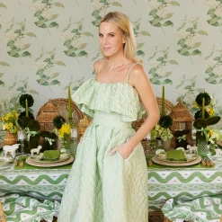 Potted Boxwood With Green Bow Decoration Set