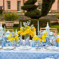 Rattan Blue Ribboned Rabbit With Basket (Pair)