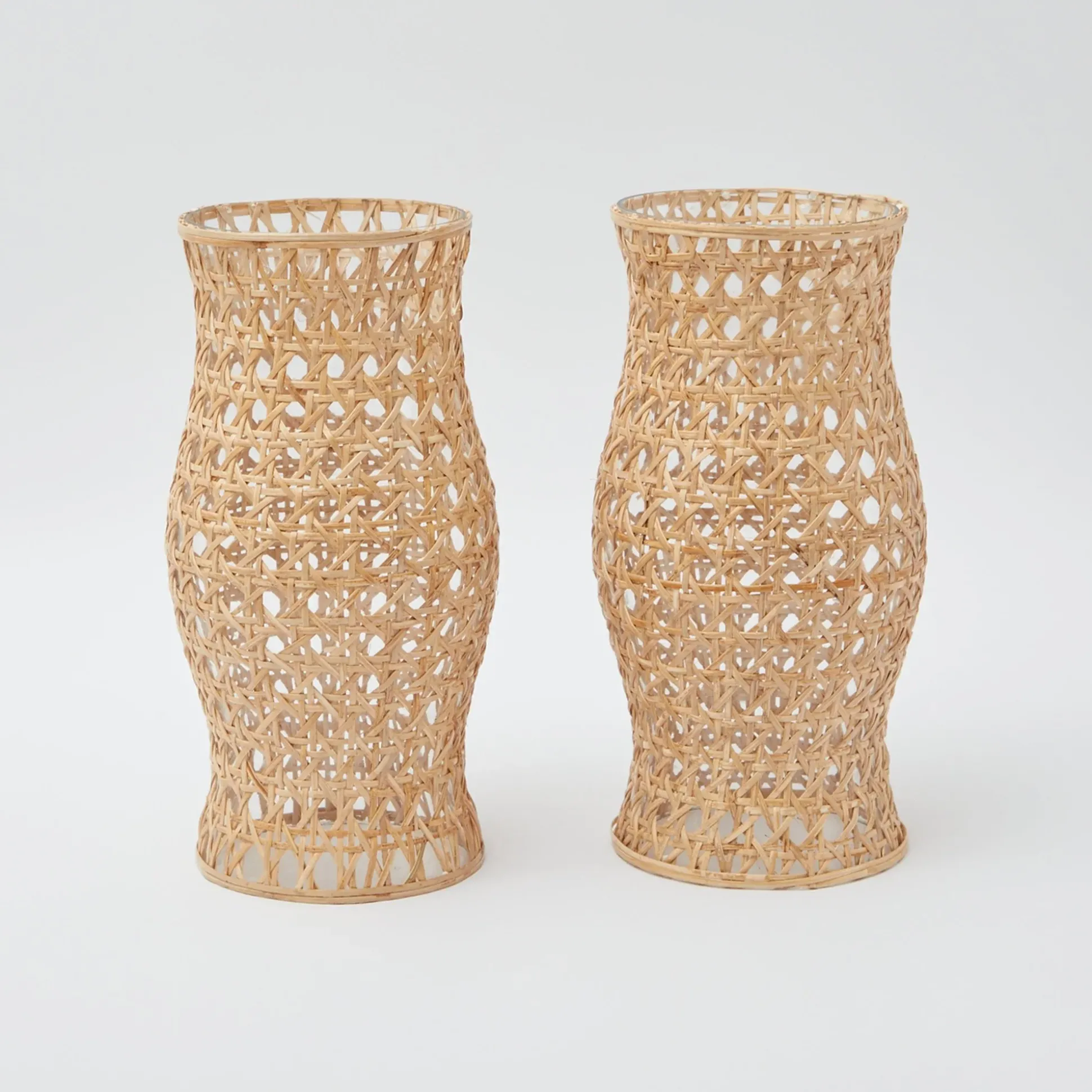 Rattan Hurricane Lantern (Pair)