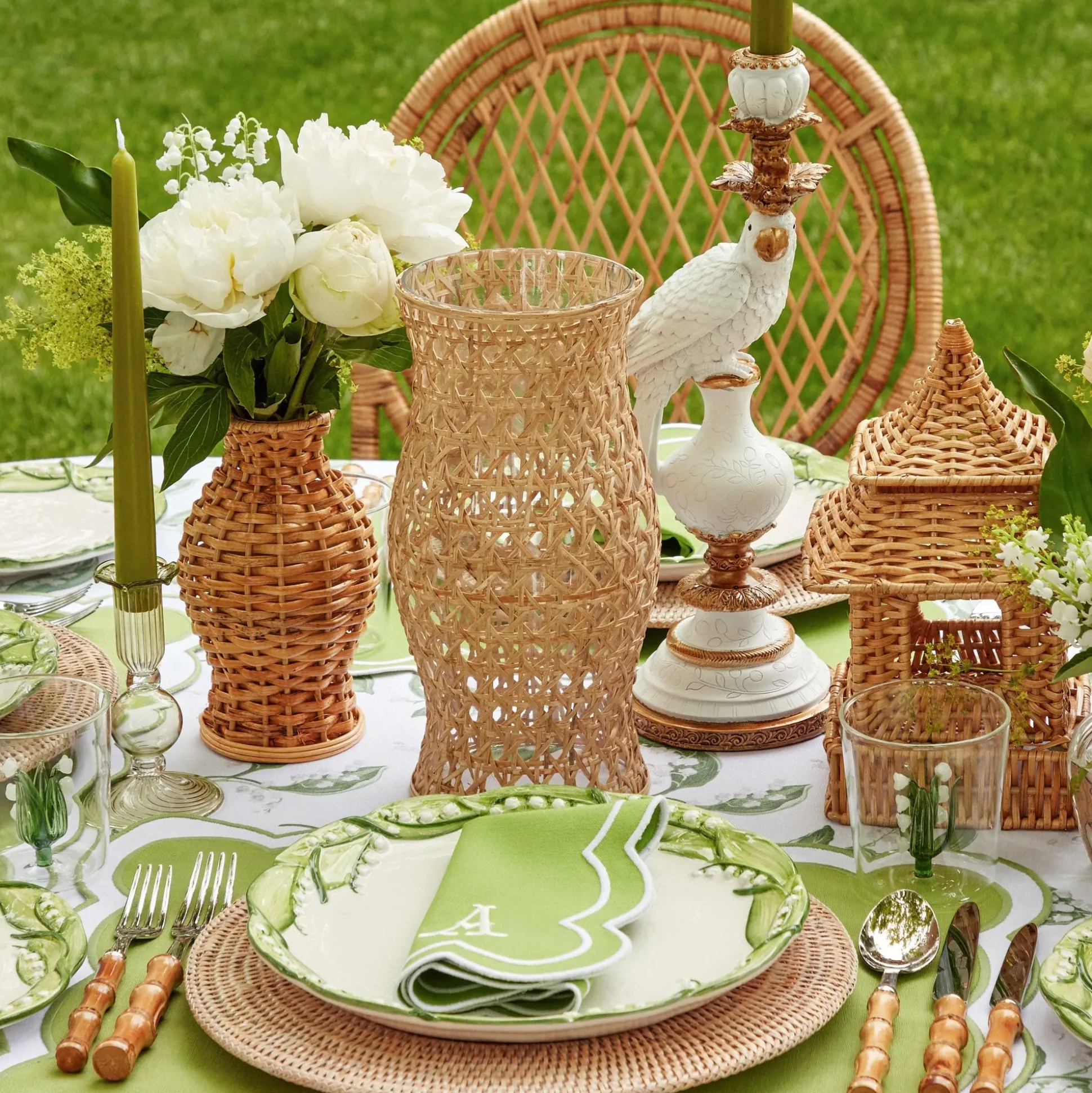 Rattan Hurricane Lantern (Pair)