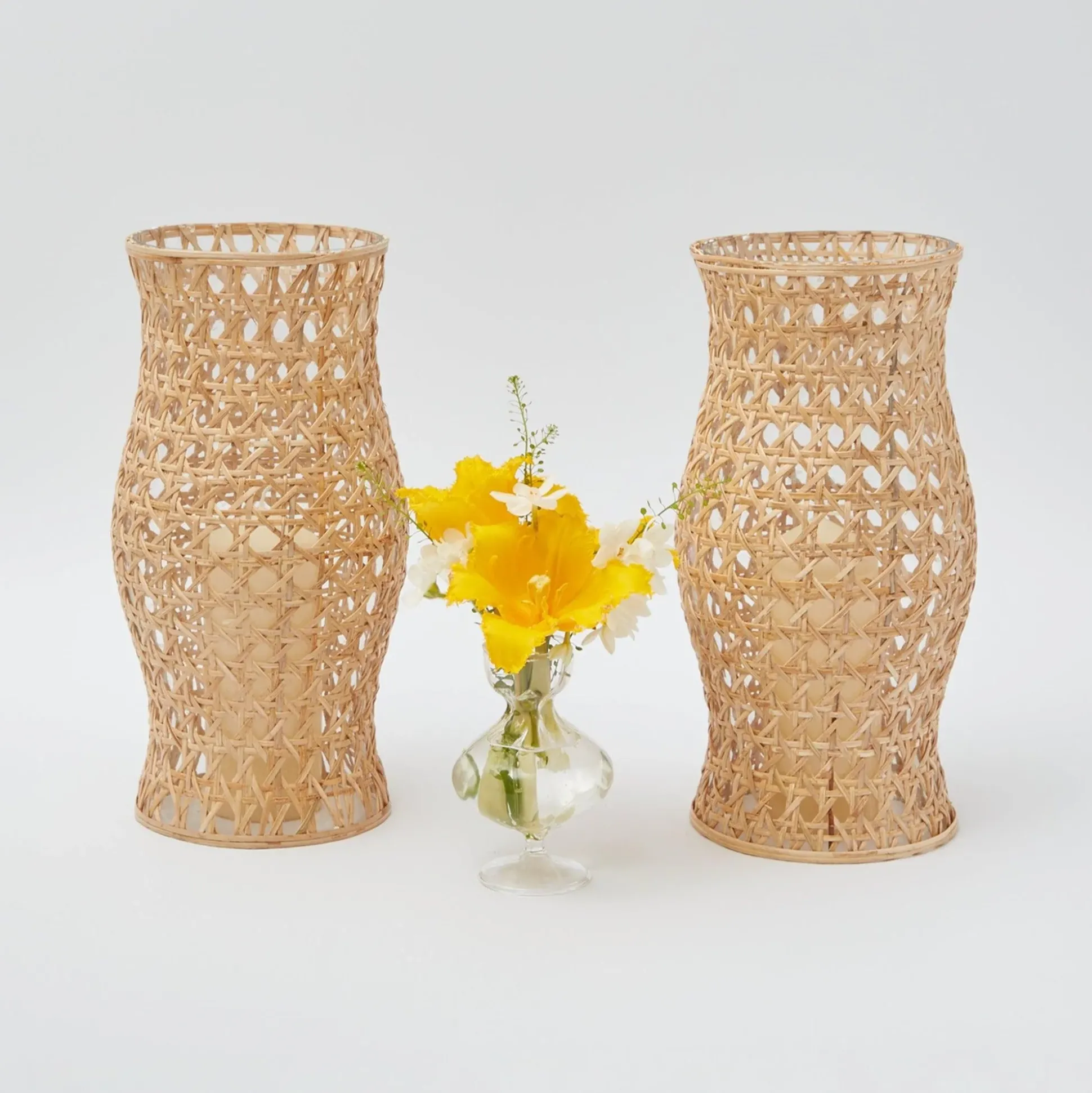 Rattan Hurricane Lantern (Pair)
