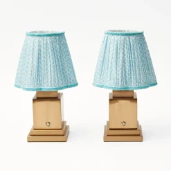 Rechargeable Lamp With Baby Blue Lotus Lampshade