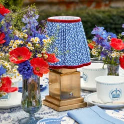 Rechargeable Lamp With Blue Lotus Lampshade