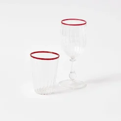Red Rim Glassware (Set Of 8)