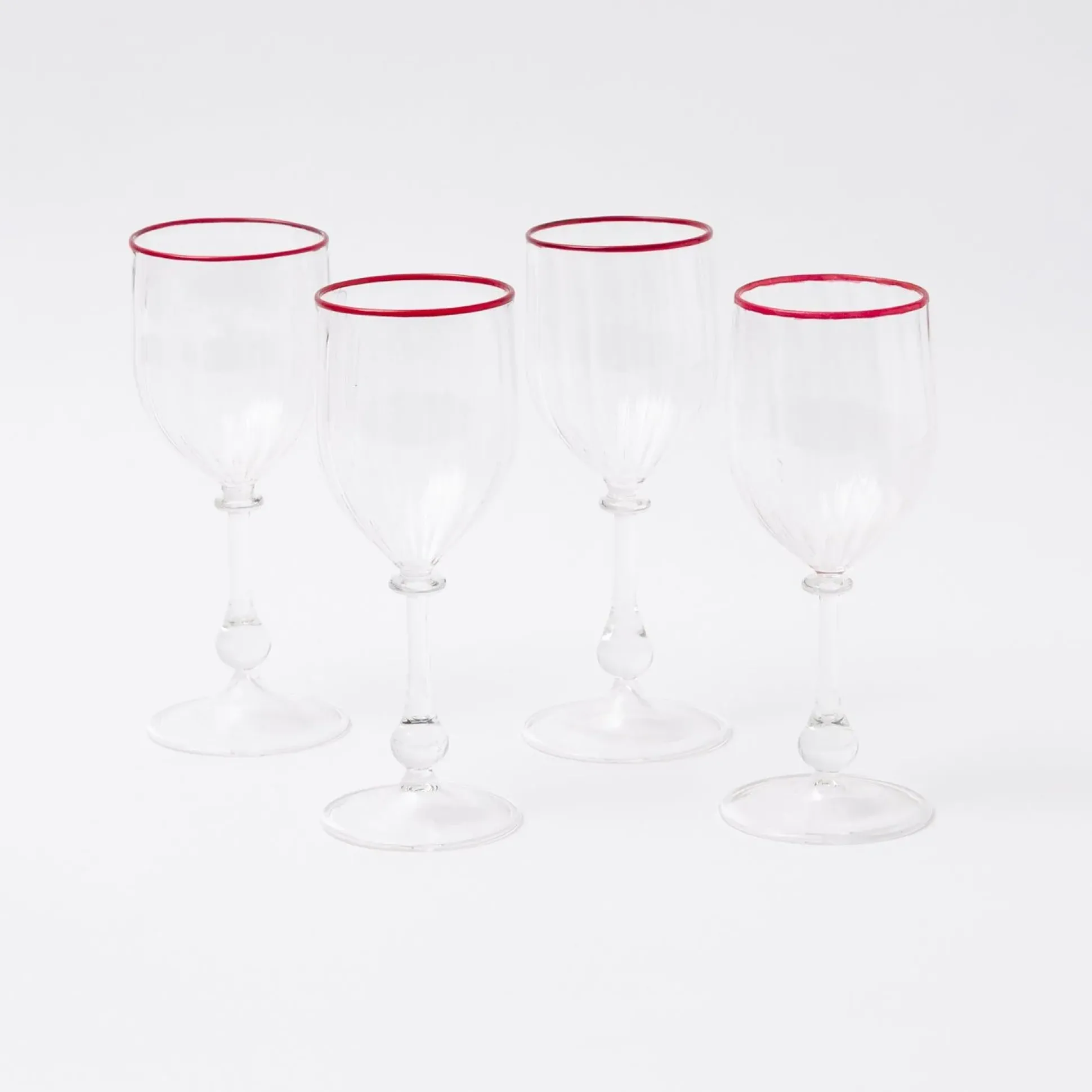 Red Rim Wine Glasses (Set Of 4)