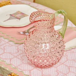 Rose Hobnail Jug With Emerald Handle