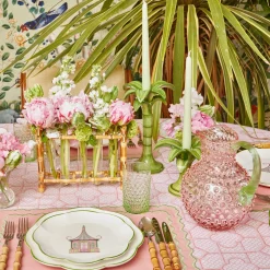 Rose Hobnail Jug With Emerald Handle