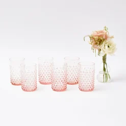 Rose Pink Hobnail Glasses (Set Of 6)