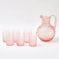 Rose Pink Hobnail Glasses (Set Of 6)