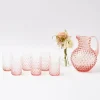 Rose Pink Hobnail Water Glasses & Jug Set