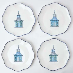 Scalloped Pagoda Starter Plate (Set Of 4)