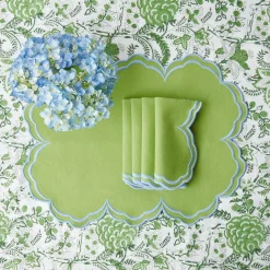 Serena Apple Green With Blue Placemats (Set Of 4)