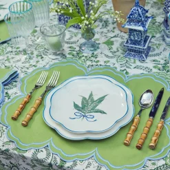 Serena Apple Green With Blue Placemats (Set Of 4)