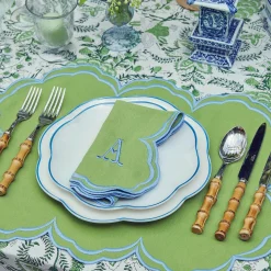 Serena Apple Green With Blue Placemats (Set Of 4)