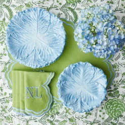 Serena Apple Green With Blue Placemats (Set Of 4)