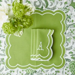 Serena Applique Green Napkins (Set Of 4)