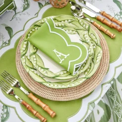 Serena Applique Green Placemats & Napkins (Set Of 4)