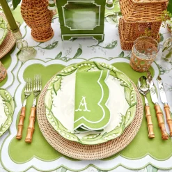Serena Applique Green Placemats & Napkins (Set Of 4)
