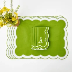 Serena Applique Green Placemats & Napkins (Set Of 4)